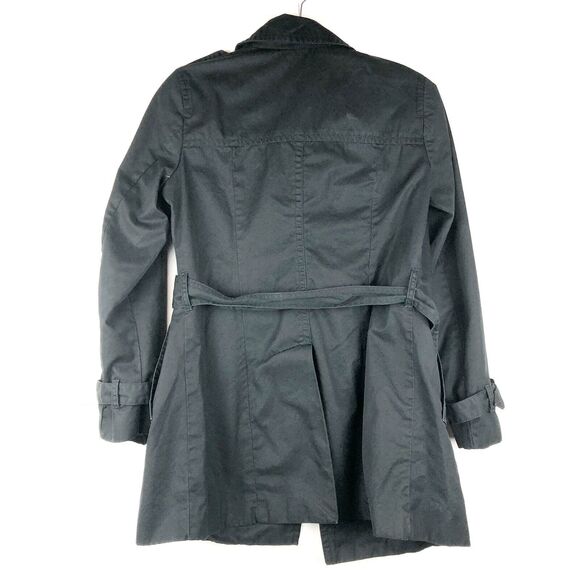 BANANA REPUBLIC Black Belted Trench Coat Size Small - Picture 9 of 10